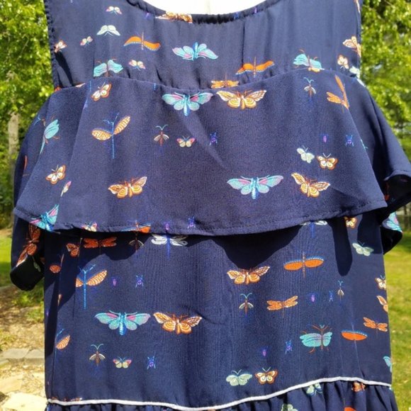 Extra Touch Cold Shoulder Butterfly Print Tunic 3X - Picture 4 of 7